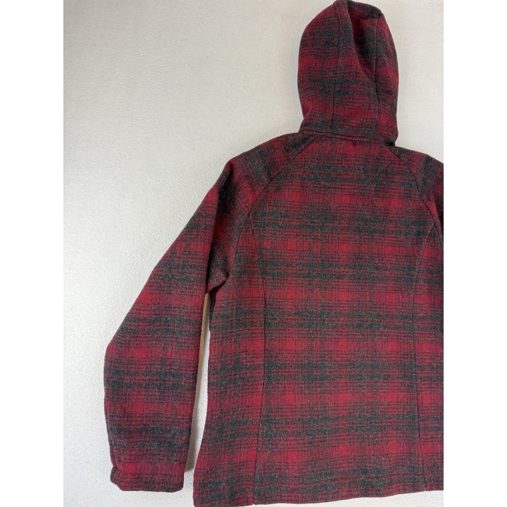 Woolrich Check Plaid Wool Blend Hooded Jacket Women's Size Medium 15123 - Picture 13 of 13